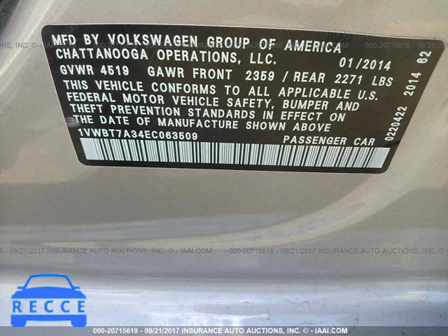 2014 Volkswagen Passat 1VWBT7A34EC063509 image 8