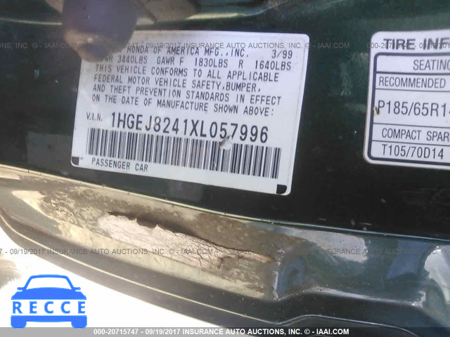 1999 Honda Civic 1HGEJ8241XL057996 Bild 8