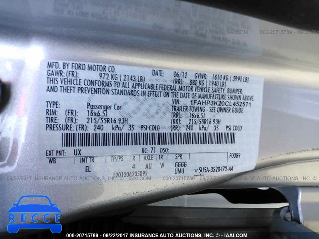 2012 Ford Focus 1FAHP3K20CL452571 image 8