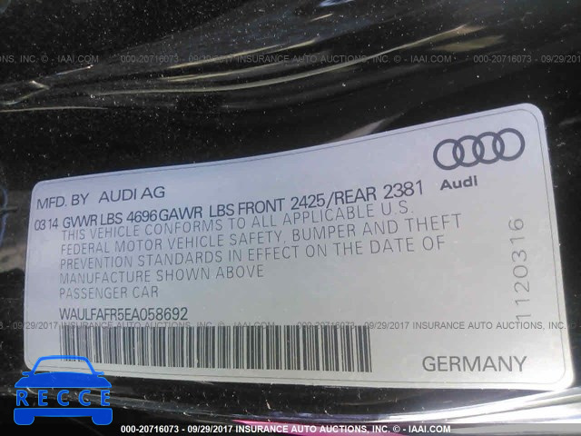 2014 Audi A5 PREMIUM PLUS WAULFAFR5EA058692 зображення 8