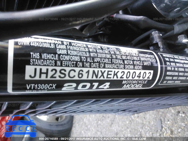 2014 Honda VT1300 CX JH2SC61NXEK200402 зображення 9