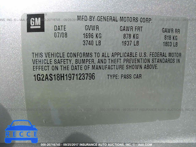 2009 Pontiac G5 1G2AS18H197123796 image 8