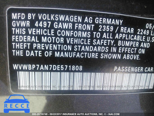 2013 Volkswagen CC SPORT WVWBP7AN7DE571808 image 8