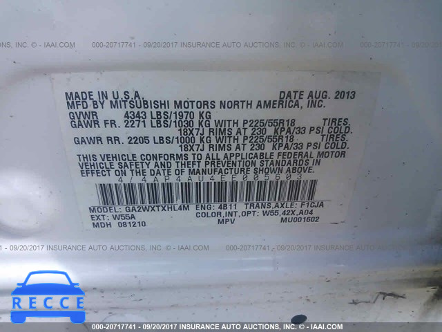 2014 MITSUBISHI OUTLANDER SPORT 4A4AP4AU4EE005603 image 8