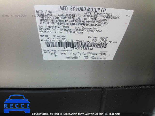 2010 Ford Taurus 1FAHP2EW5AG128868 image 8