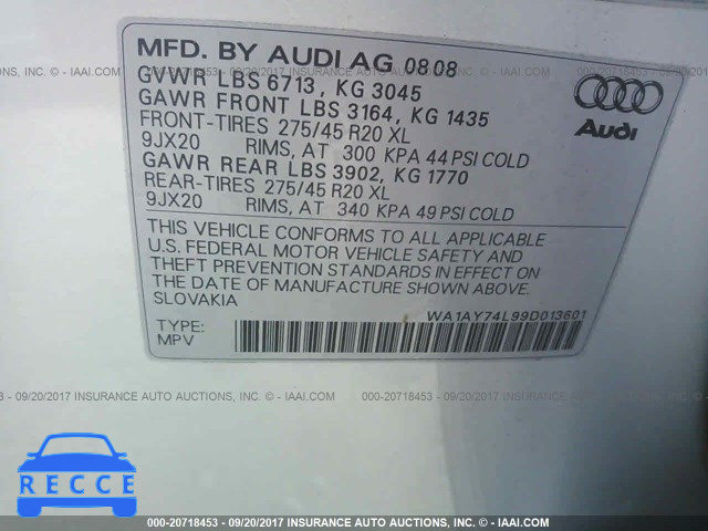 2009 Audi Q7 WA1AY74L99D013601 image 8