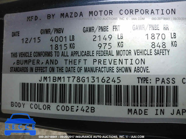 2016 Mazda 3 JM1BM1T78G1316245 image 8