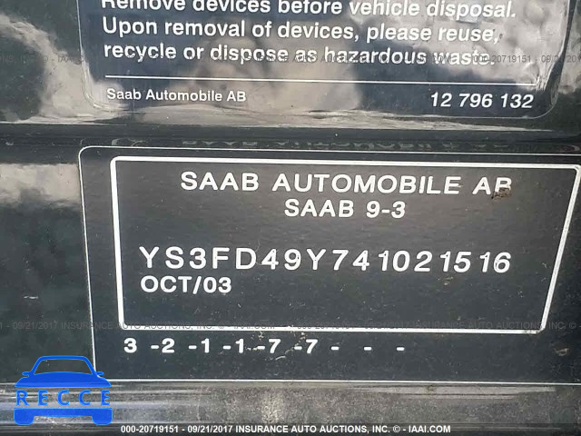 2004 Saab 9-3 ARC YS3FD49Y741021516 image 8