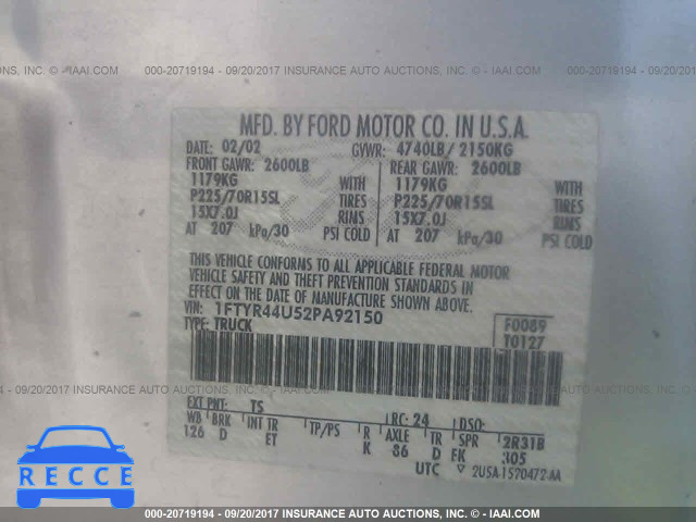 2002 Ford Ranger SUPER CAB 1FTYR44U52PA92150 image 8