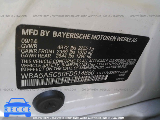 2015 BMW 528 I WBA5A5C50FD514680 зображення 8