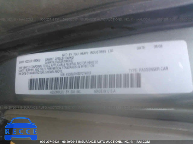 2009 Subaru Legacy 2.5I 4S3BL616397214619 Bild 8
