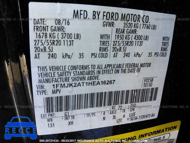 2017 FORD EXPEDITION 1FMJK2AT1HEA16267 image 8