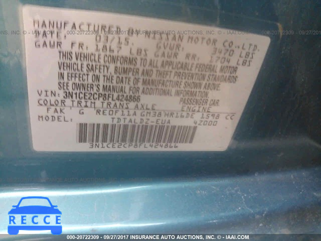 2015 Nissan Versa Note 3N1CE2CP8FL424866 зображення 8