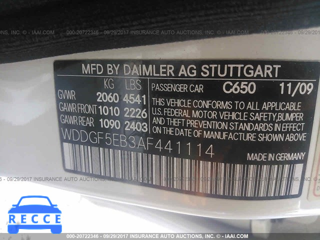 2010 Mercedes-benz C WDDGF5EB3AF441114 зображення 8