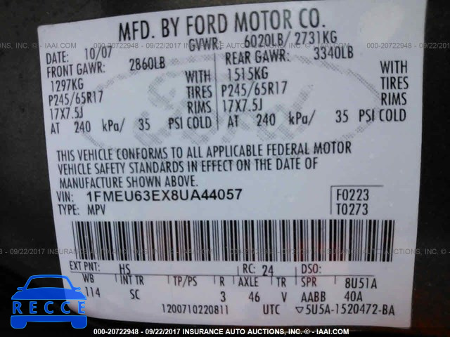 2008 Ford Explorer XLT 1FMEU63EX8UA44057 image 8