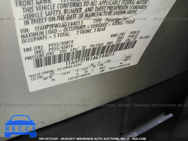 2010 Ford Taurus LIMITED 1FAHP2FW1AG144015 image 8