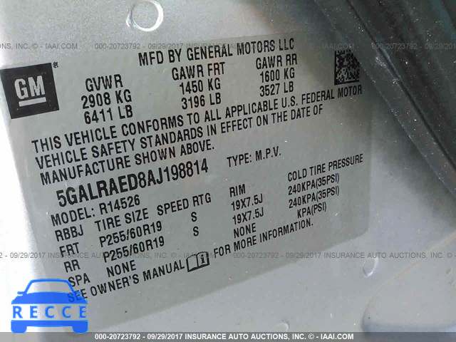 2010 Buick Enclave CX 5GALRAED8AJ198814 зображення 8