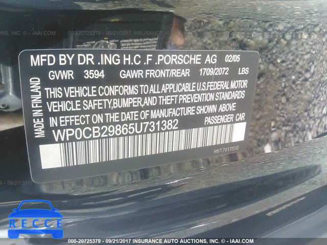 2005 Porsche Boxster WP0CB29865U731382 зображення 8