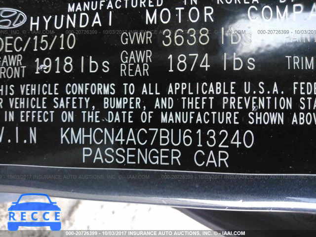 2011 Hyundai Accent KMHCN4AC7BU613240 image 8