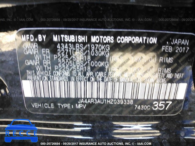 2017 MITSUBISHI OUTLANDER SPORT ES/SE JA4AR3AU1HZ039338 image 8