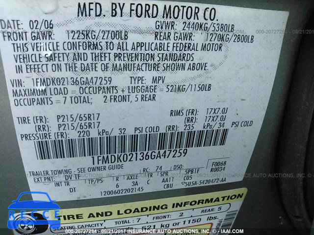 2006 Ford Freestyle SEL 1FMDK02136GA47259 Bild 8