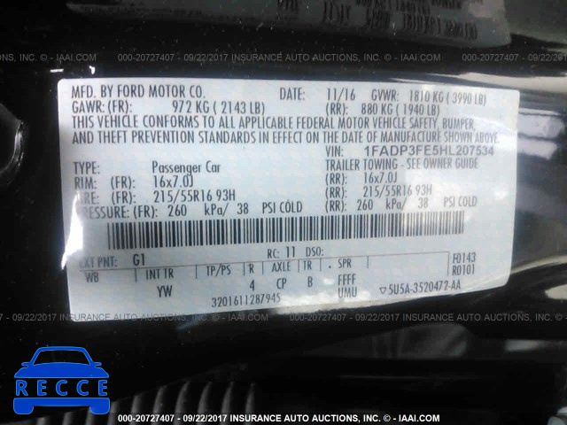 2017 FORD FOCUS SE 1FADP3FE5HL207534 image 8