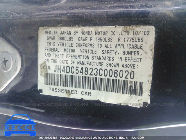 2003 Acura RSX JH4DC54823C006020 зображення 8