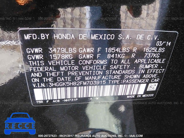 2015 Honda FIT EX/EXL 3HGGK5H82FM703915 image 8