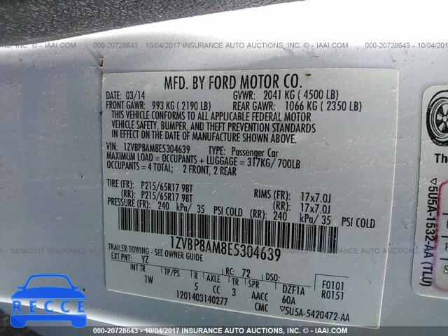 2014 Ford Mustang 1ZVBP8AM8E5304639 image 8
