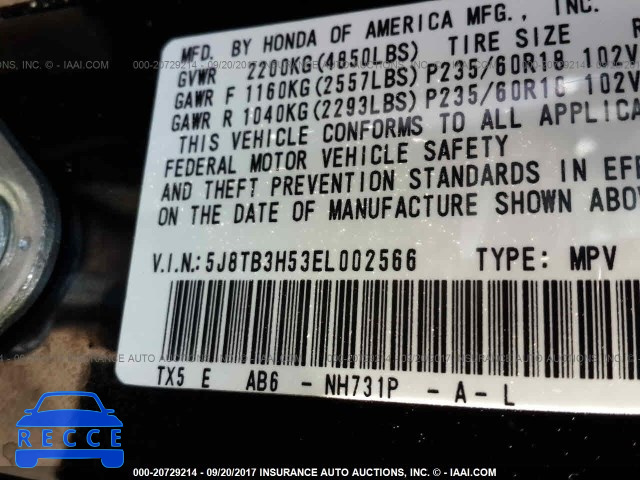 2014 ACURA RDX TECHNOLOGY 5J8TB3H53EL002566 image 8