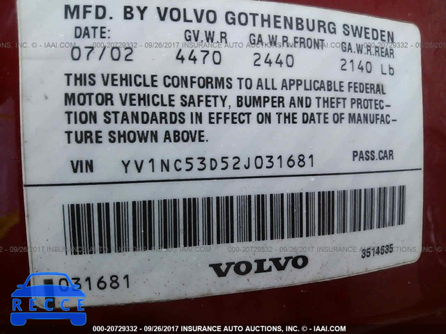 2002 Volvo C70 YV1NC53D52J031681 image 8