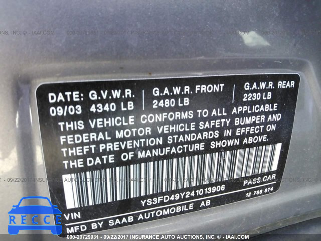 2004 SAAB 9-3 YS3FD49Y241013906 image 8