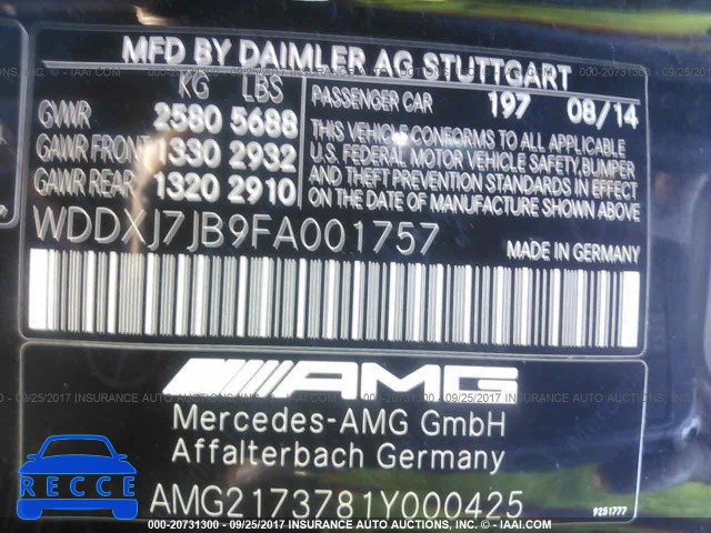 2015 Mercedes-benz S 63 AMG WDDXJ7JB9FA001757 image 8
