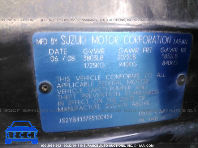 2009 SUZUKI SX4 TECHNOLOGY JS2YB413795100454 image 8