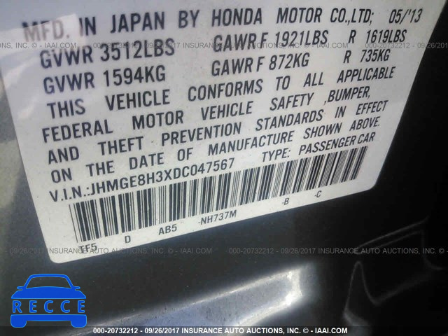 2013 Honda FIT JHMGE8H3XDC047567 image 8