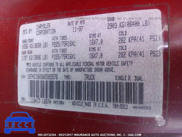 1998 Dodge RAM 1500 1B7HC16X3WS585576 image 8