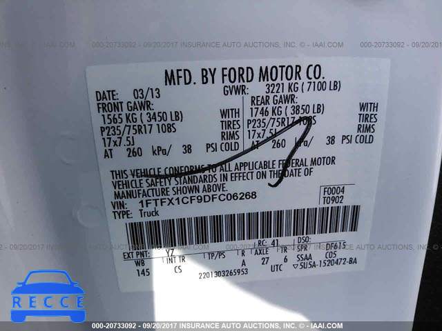 2013 Ford F150 1FTFX1CF9DFC06268 зображення 8