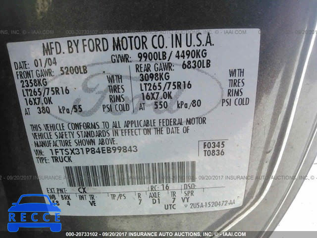 2004 Ford F350 SRW SUPER DUTY 1FTSX31P84EB99843 image 8