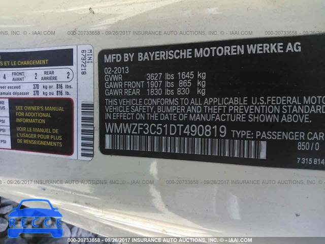 2013 Mini Cooper CLUBMAN WMWZF3C51DT490819 image 8