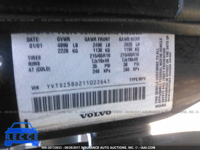 2001 Volvo V70 XC YV1SZ58D211022641 image 8