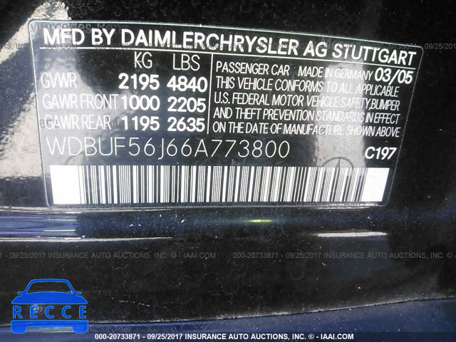 2006 Mercedes-benz E WDBUF56J66A773800 image 8