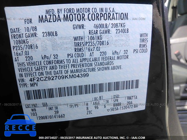 2009 Mazda Tribute I 4F2CZ92709KM04399 image 8