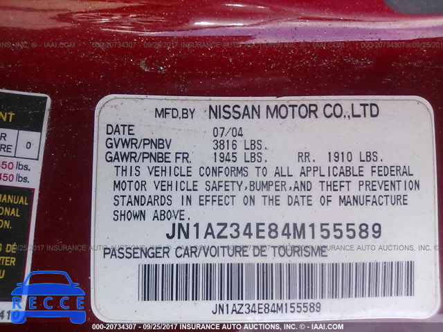 2004 Nissan 350Z COUPE JN1AZ34E84M155589 image 8