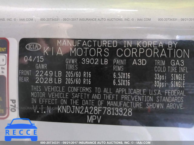 2015 KIA SOUL KNDJN2A28F7813328 зображення 8