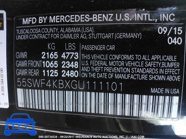 2016 Mercedes-benz C 55SWF4KBXGU111101 image 8