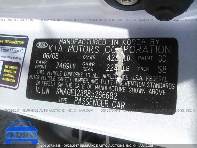 2008 KIA Optima LX/EX KNAGE123885266682 image 8