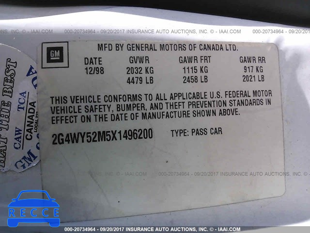 1999 Buick Century LIMITED 2G4WY52M5X1496200 image 8