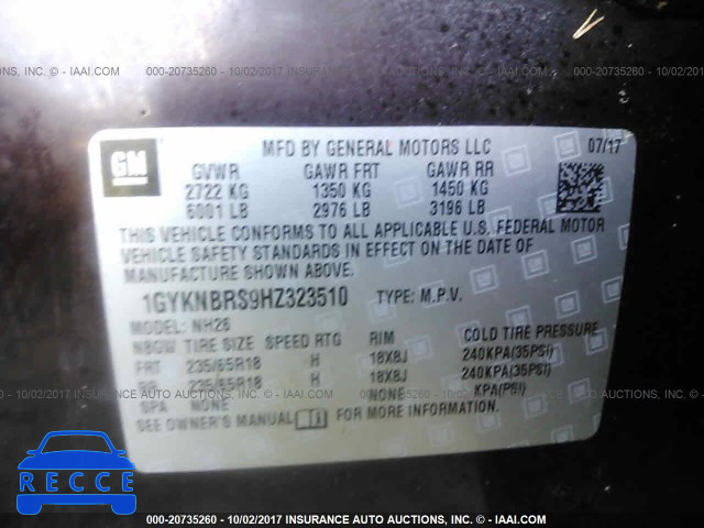 2017 Cadillac XT5 1GYKNBRS9HZ323510 image 8