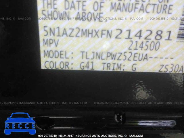 2015 Nissan Murano 5N1AZ2MHXFN214281 image 8