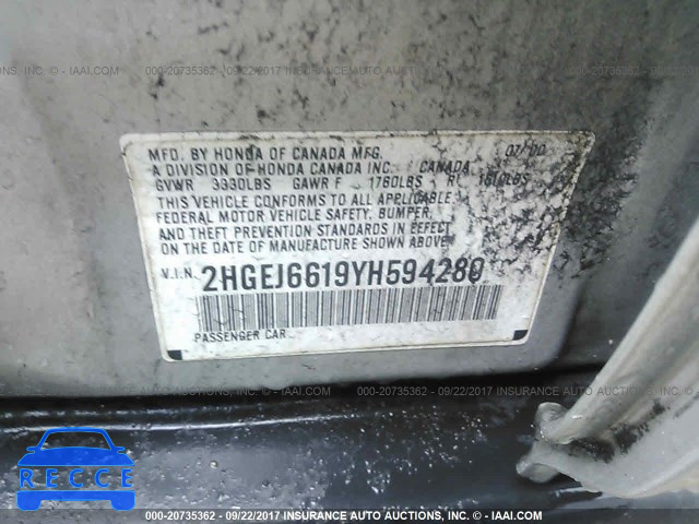 2000 Honda Civic 2HGEJ6619YH594280 image 8